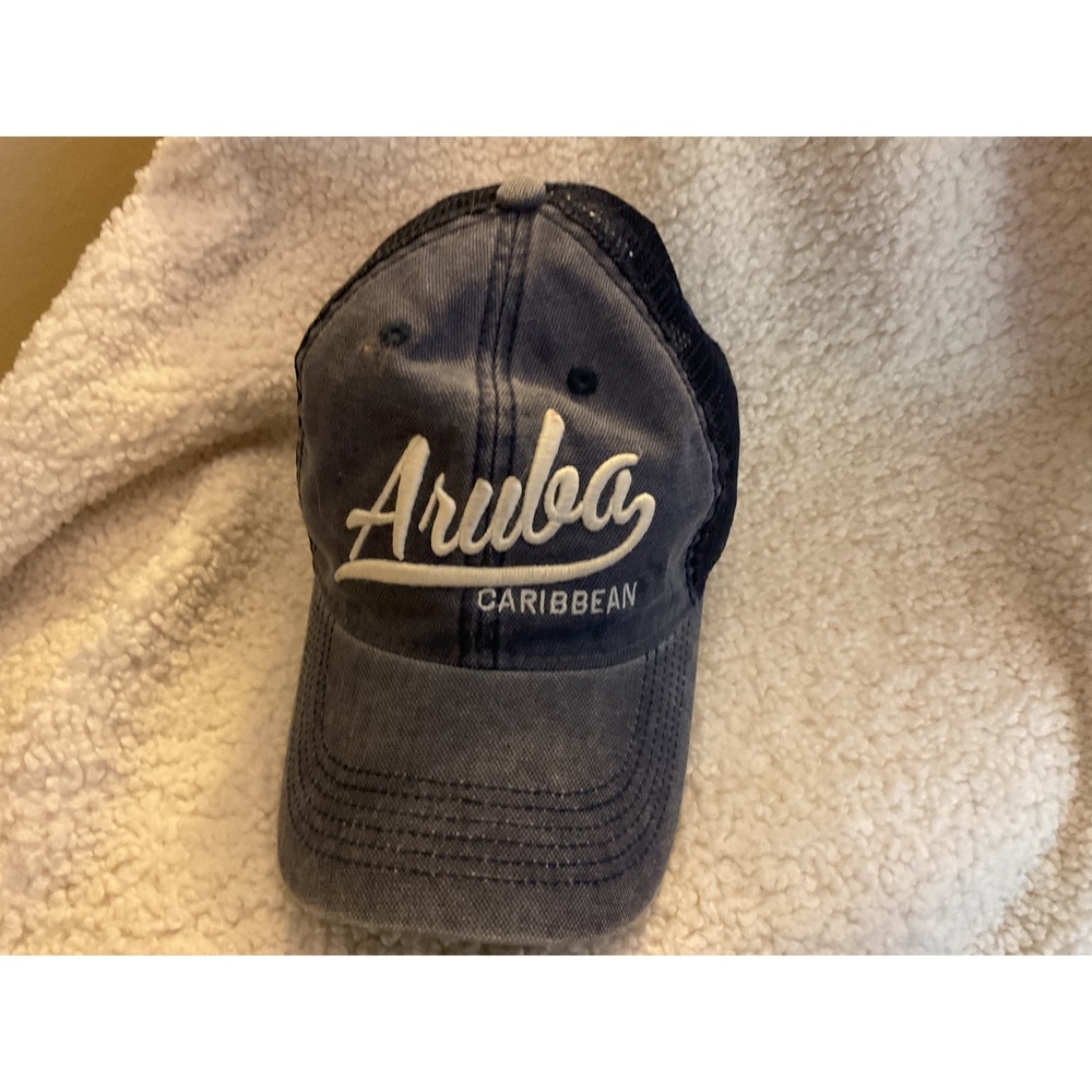 Aruba Caribbean Souvenir Hat Blue Distressed‎ Mesh Snapback Baseball Cap